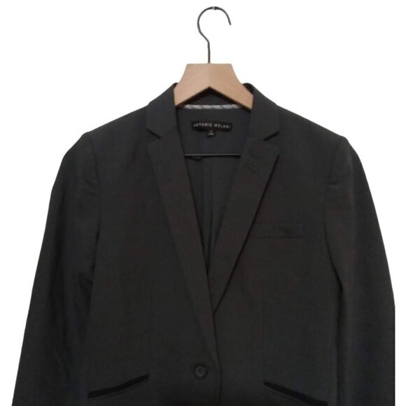 ANTONIO Melani Gray Single Breasted Wool Blend Single Button Blazer Sz 2 - Picture 3 of 8